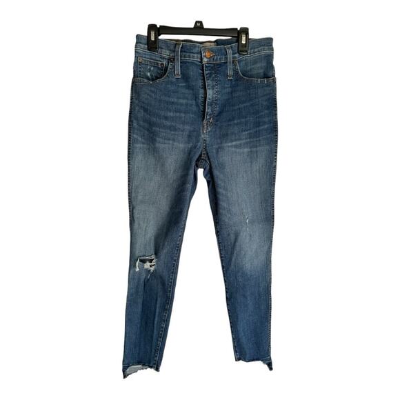 Madewell Distressed Raw Hem Skinny Jeans - Picture 1 of 9
